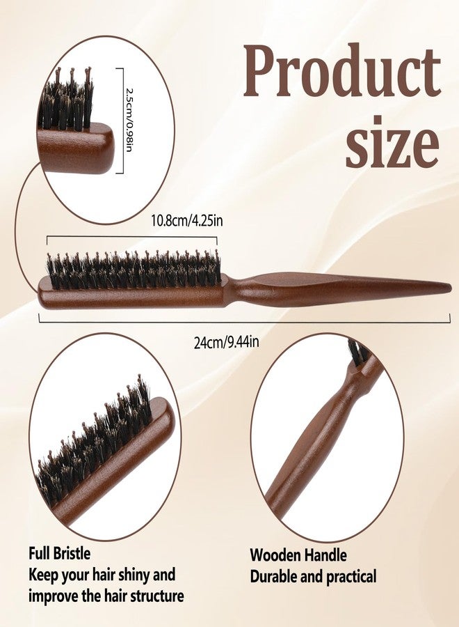 Styquenzer Teasing Brush Boar Bristle, Hair Teasing Brushes for Women Boar Bristle Slick Back Hair Brush Comb Rat Tail Brushes for Edge Control, Backcombing and Thin Thick Curl Training to Create Volume Smooth - Image 2